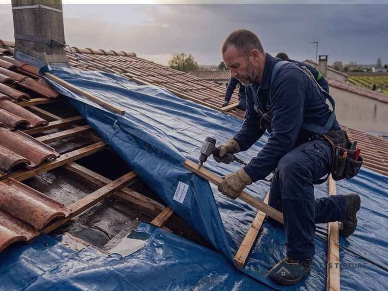 Mise hors d’eau et bâchage de toiture — chantier Altys Toiture Le Taillan-Médoc au Taillan-Médoc